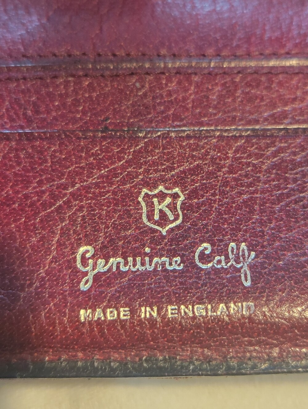 1960,Made In England  Leather Clutch Wallet in Deep Burgundy - Picture 3 of 11